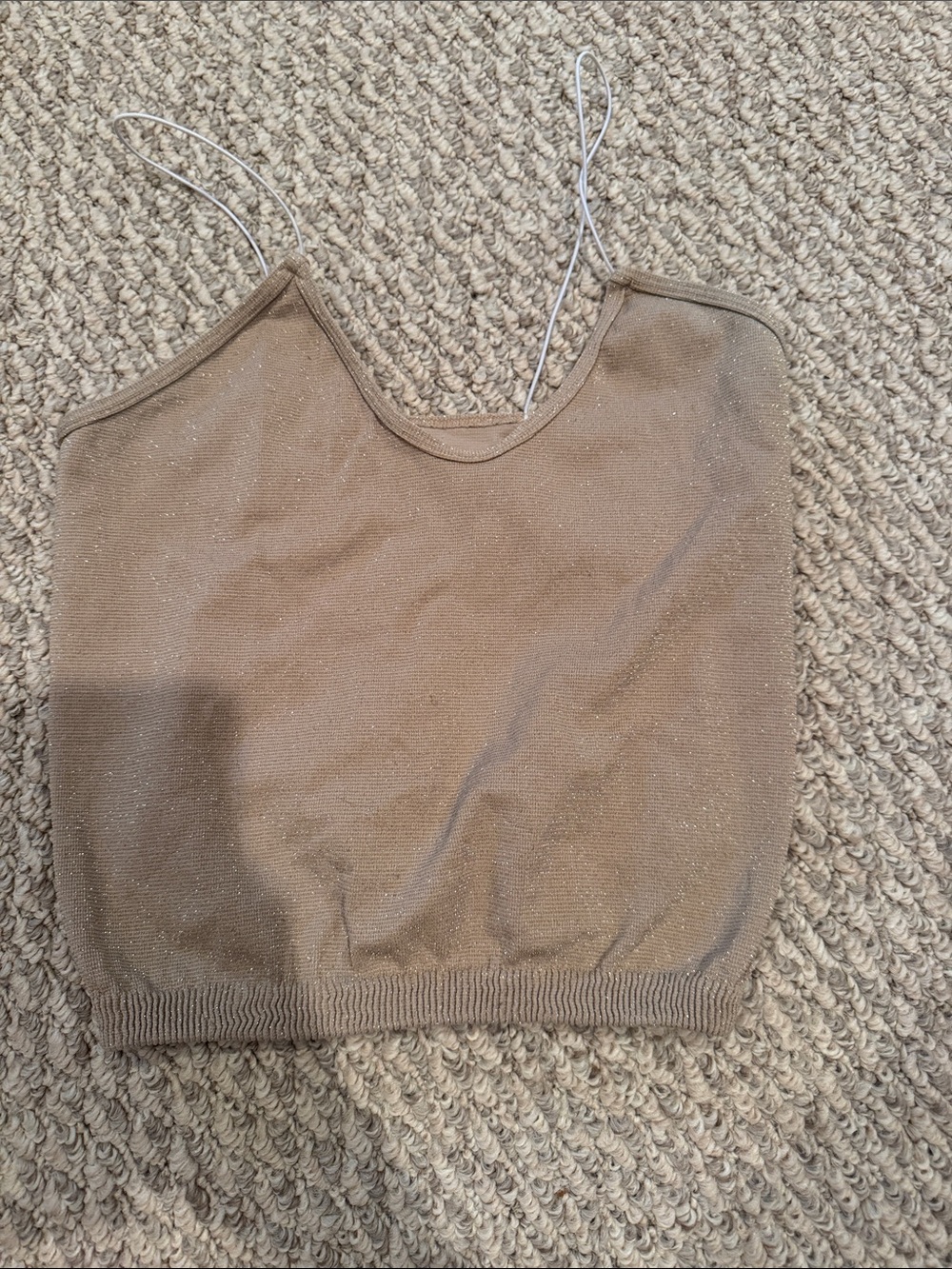 Free People Brown Sparkle Knit V-Neck Cami